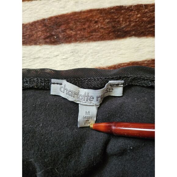 Vintage 90s Charlotte Russe Sheer Bodysuit M Women Black Stretch - Picture 4 of 4